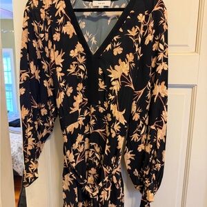 Reiss Black and Cream Floral Dress